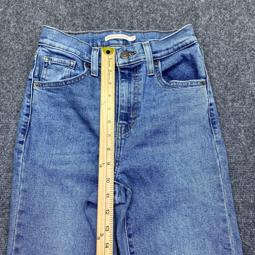 Levis High Waisted Crop Flare Jeans Light Wash Blue Denim Sz 25 Grunge Retro - Picture 2 of 11